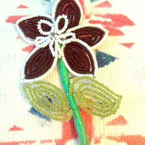 Vintage Beaded Flower Brooch